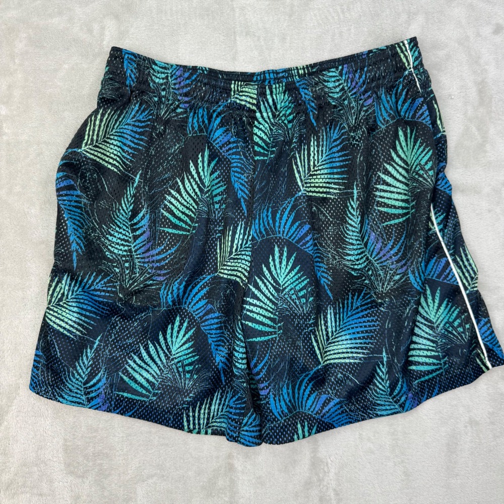 Chubbies Mesh Shorts Mens L Black Blue Tropical Palm Leaf 5.5 Inseam Gym Beach